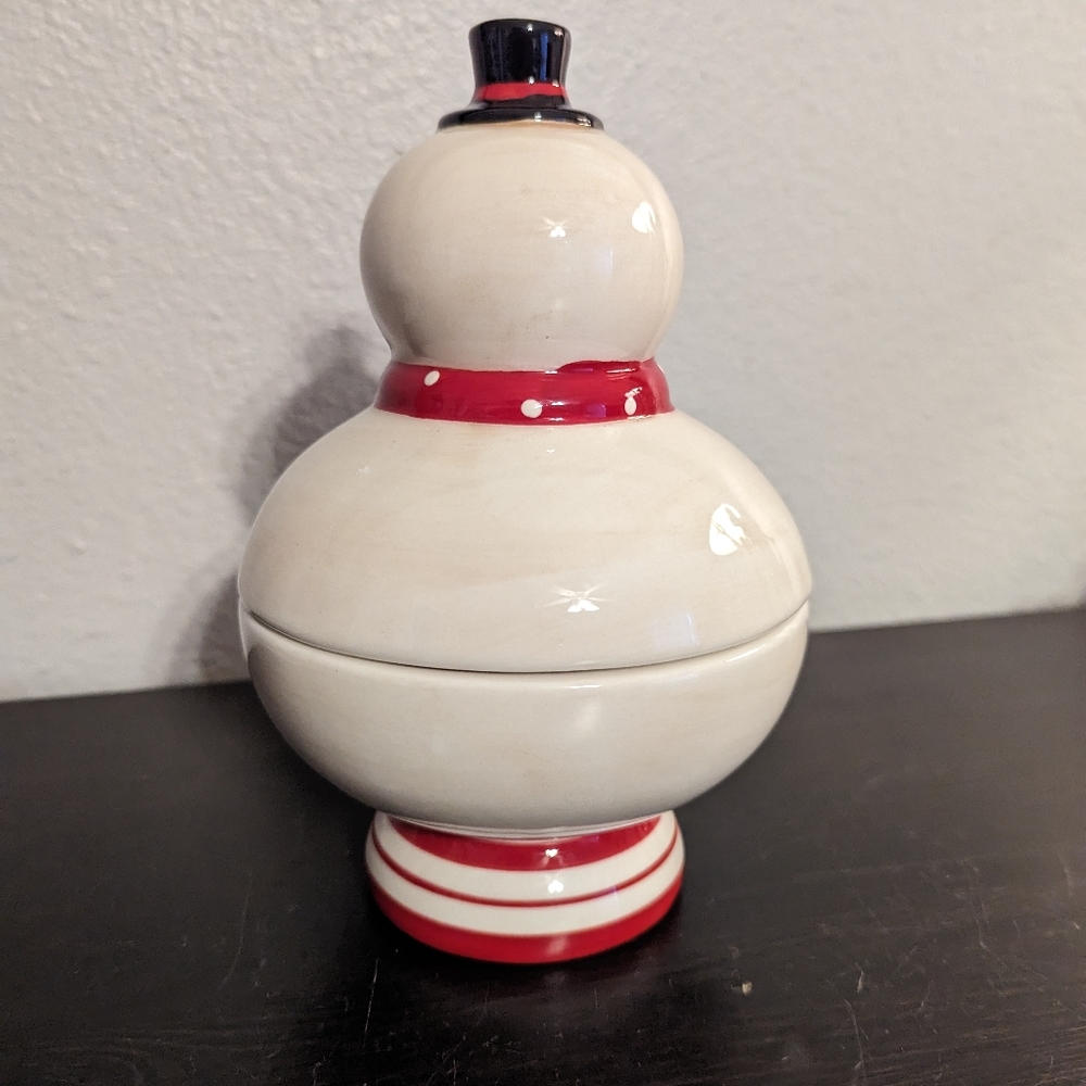 Johanna Parker Snowman Candy Dish Holiday Decor Winter Christmas - Picture 3 of 5